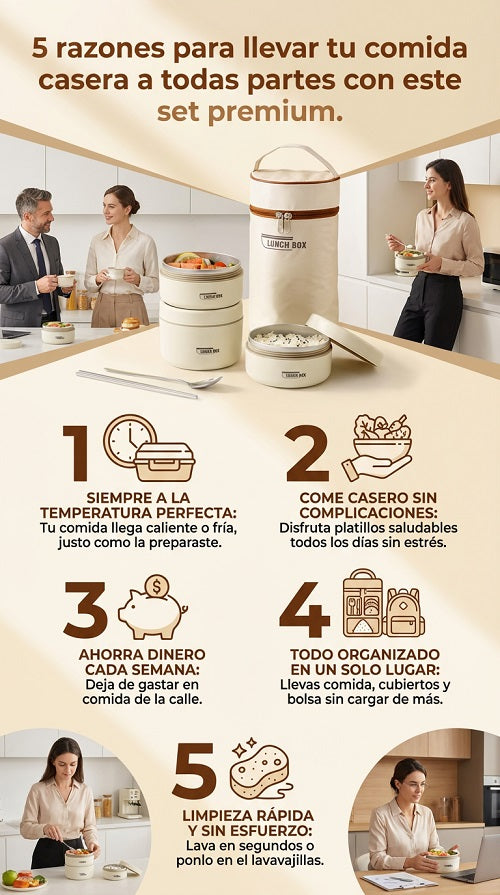 BENTO KISEELY "LONCHERA TERMICA X 3 PIEZAS"